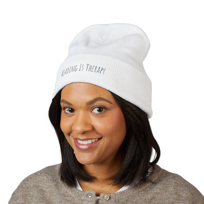 Reading Is Therapy Embroidered Cuffed Beanie