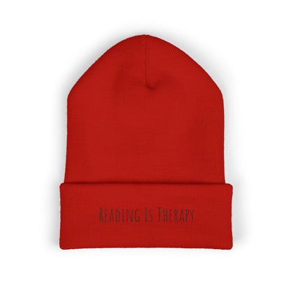 Reading Is Therapy Embroidered Cuffed Beanie