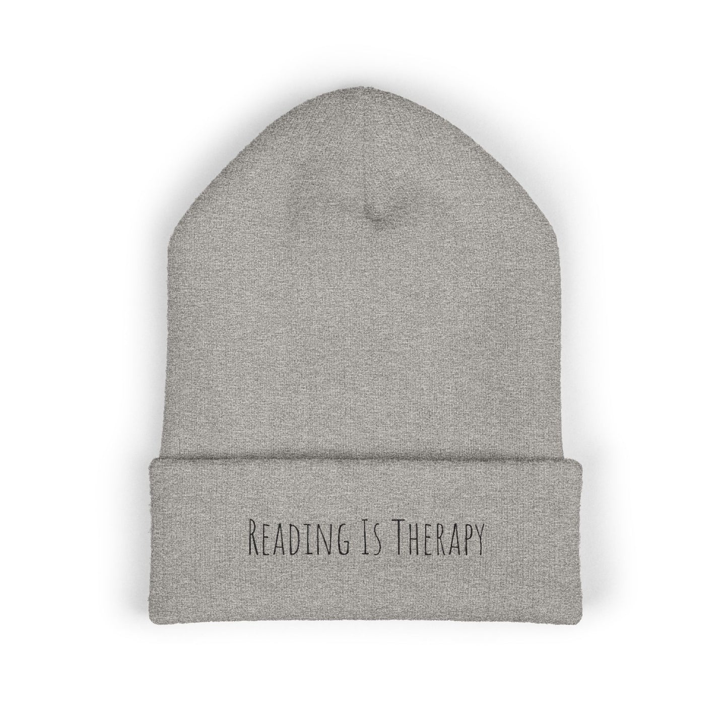 Reading Is Therapy Embroidered Cuffed Beanie