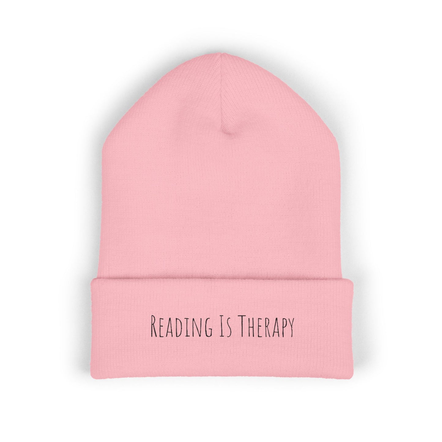 Reading Is Therapy Embroidered Cuffed Beanie