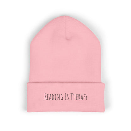 Reading Is Therapy Embroidered Cuffed Beanie