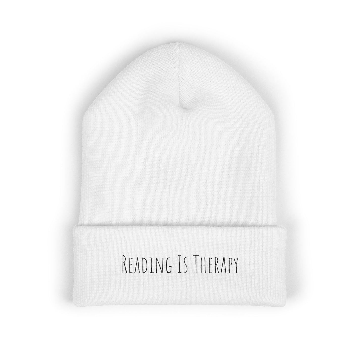 Reading Is Therapy Embroidered Cuffed Beanie